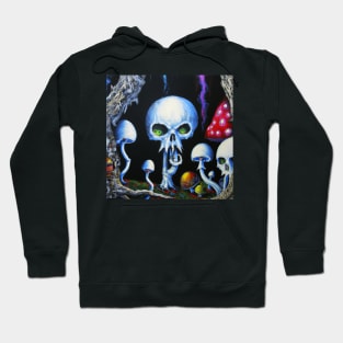 Skull mushrooms painting Hoodie